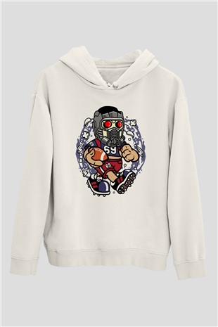 Star Lord Football Baskılı Beyaz Unisex Hoodie