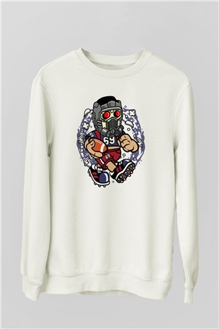 Star Lord Football Baskılı Beyaz Unisex Sweatshirt