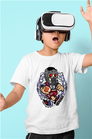 Star Lord Football Baskılı Beyaz Unisex Çocuk Tshirt