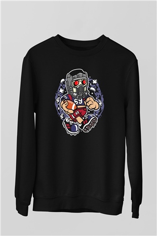 Star Lord Football Baskılı Siyah Unisex Tshirt