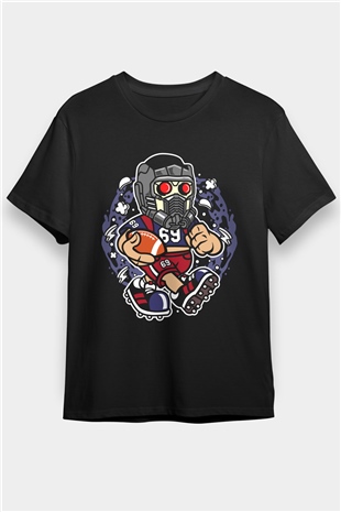 Star Lord Football Baskılı Siyah Unisex Tshirt