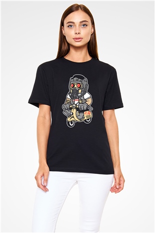 Star Lord Scooter Baskılı Siyah Unisex Tişört