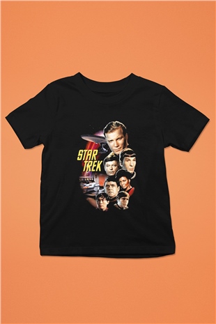 Star Trek Baskılı Siyah Unisex Çocuk Tişört