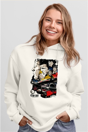 Star Trek Beyaz Unisex Hoodie