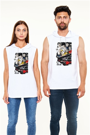 Star Trek Beyaz Unisex Kapşonlu Kolsuz T-Shirt