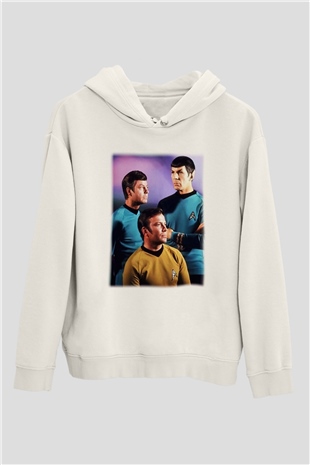 Star Trek Beyaz Unisex Kapşonlu Sweatshirt