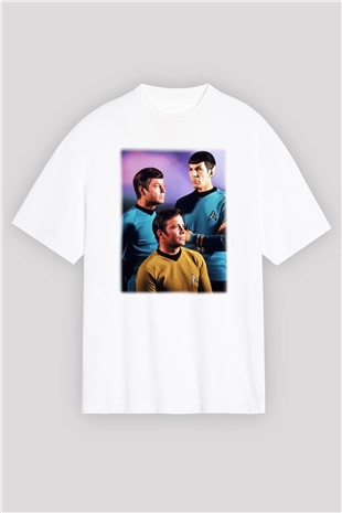 Star Trek Beyaz Unisex Oversize Tişört T-Shirt