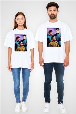 Star Trek Beyaz Unisex Oversize Tişört T-Shirt