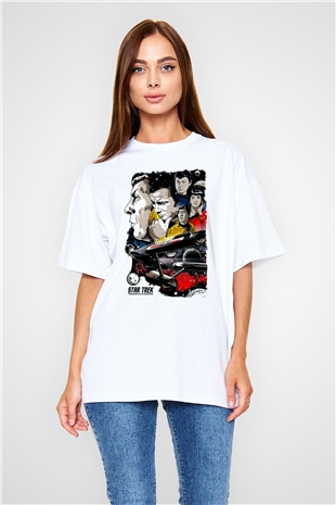 Star Trek Beyaz Oversize Tişört Oversize T-shirt