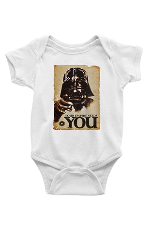 Star Wars Baskılı Beyaz Unisex Bebek Body - Zıbın