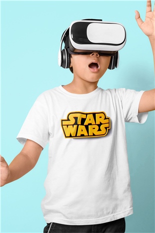 Star Wars Baskılı Beyaz Unisex Çocuk Tişört