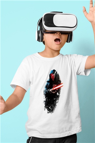 Star Wars Baskılı Beyaz Unisex Çocuk Tişört