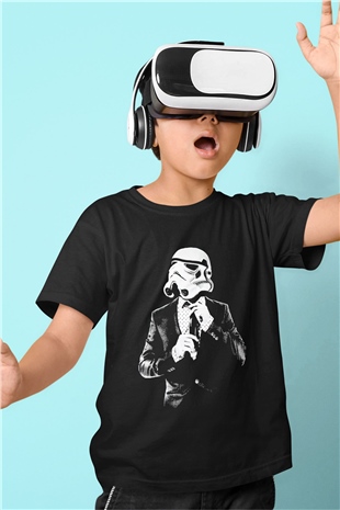 Star Wars Baskılı Siyah Unisex Çocuk Tişört