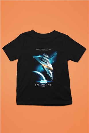 Star Wars Baskılı Siyah Unisex Çocuk Tişört