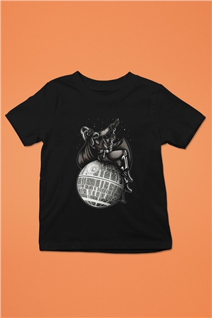 Star Wars Baskılı Siyah Unisex Çocuk Tişört
