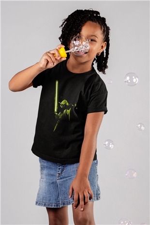 Star Wars Baskılı Siyah Unisex Çocuk Tişört