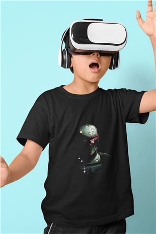 Star Wars Baskılı Siyah Unisex Çocuk Tişört