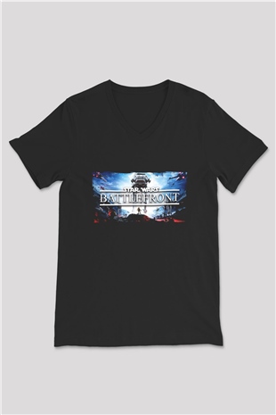 Star Wars: Battlefront Siyah Unisex V Yaka Tişört