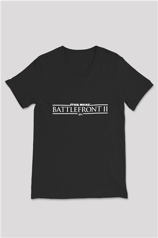 Star Wars: Battlefront Siyah Unisex V Yaka Tişört T-Shirt