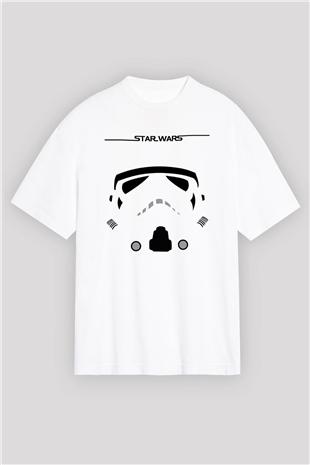Star Wars Beyaz Unisex Oversize Tişört T-Shirt