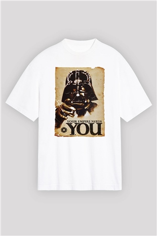 Star Wars Beyaz Unisex Oversize Tişört T-Shirt
