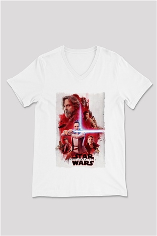 Star Wars Beyaz Unisex V Yaka Tişört