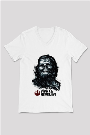 Star Wars Beyaz Unisex V Yaka Tişört T-Shirt