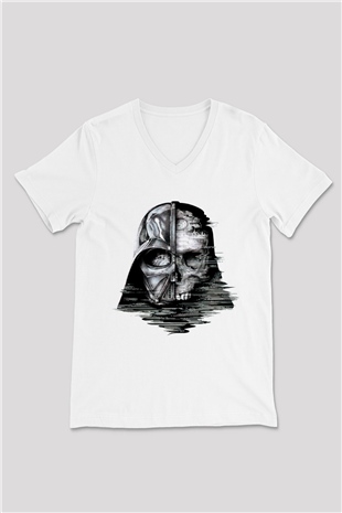 Star Wars Beyaz Unisex V Yaka Tişört T-Shirt