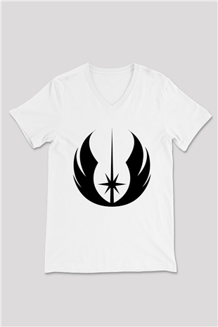 Star Wars Beyaz Unisex V Yaka Tişört T-Shirt