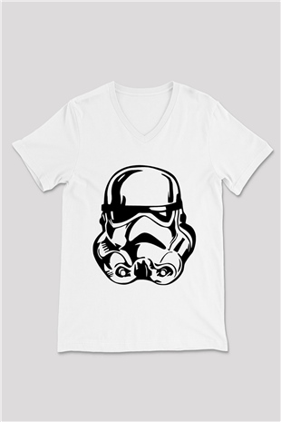 Star Wars Beyaz Unisex V Yaka Tişört T-Shirt