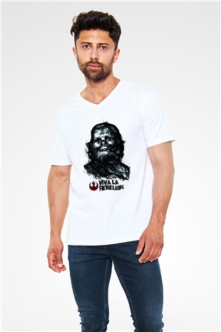 Star Wars Beyaz Unisex V Yaka Tişört T-Shirt