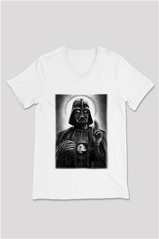 Star Wars Beyaz Unisex V Yaka Tişört T-Shirt