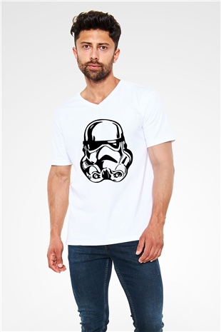 Star Wars Beyaz Unisex V Yaka Tişört T-Shirt
