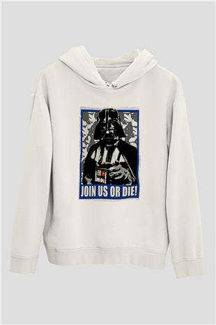 Star Wars (Dart Vader) Baskılı Beyaz Unisex Hoodie