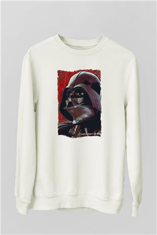 Star Wars (Dart Vader) Baskılı Beyaz Unisex Sweatshirt
