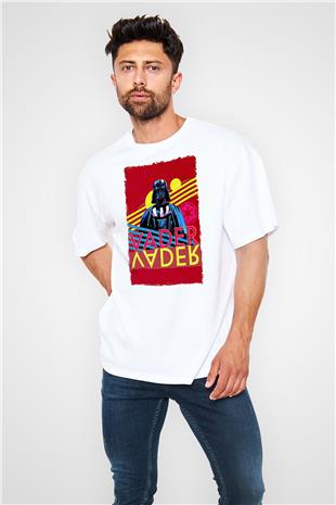 Star Wars (Dart Vader) Baskılı Beyaz Unisex Oversize Tişört - Tshirt