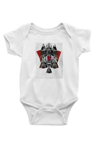 Star Wars (Dart Vader) Baskılı Beyaz Unisex Bebek Body - Zıbın