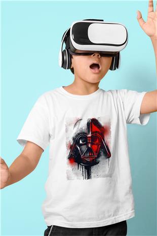 Star Wars (Dart Vader) Baskılı Beyaz Unisex Beyaz Çocuk Tişört - Tshirt