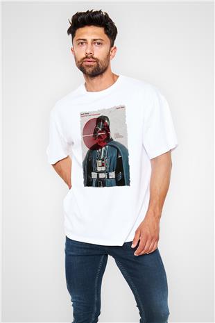 Star Wars (Dart Vader) Baskılı Beyaz Unisex Oversize Tişört - Tshirt
