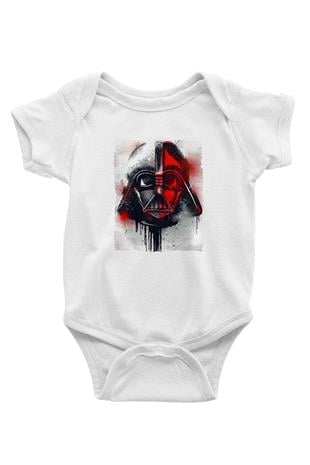 Star Wars (Dart Vader) Baskılı Beyaz Unisex Bebek Body - Zıbın