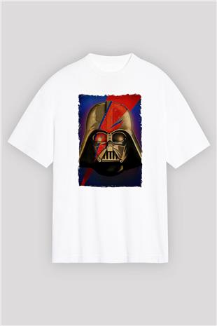 Star Wars (Dart Vader) Baskılı Beyaz Unisex Oversize Tişört - Tshirt