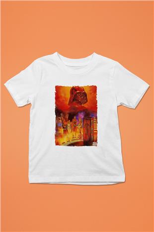 Star Wars (Dart Vader) Baskılı Beyaz Unisex Beyaz Çocuk Tişört - Tshirt