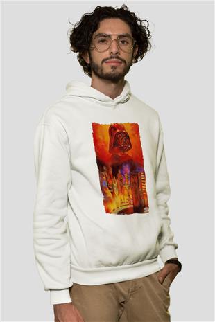 Star Wars (Dart Vader) Baskılı Beyaz Unisex Hoodie