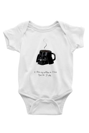 Star Wars (Dart Vader) Baskılı Beyaz Unisex Bebek Body - Zıbın