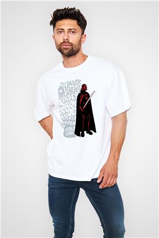 Star Wars (Dart Vader) Baskılı Beyaz Unisex Oversize Tişört - Tshirt