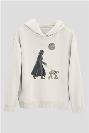 Star Wars (Dart Vader) Baskılı Beyaz Unisex Hoodie