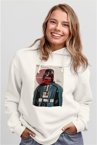 Star Wars (Dart Vader) Baskılı Beyaz Unisex Hoodie