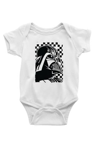 Star Wars (Dart Vader) Baskılı Beyaz Unisex Bebek Body - Zıbın