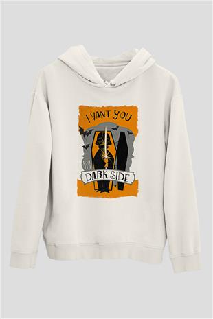 Star Wars (Dart Vader) Baskılı Beyaz Unisex Hoodie