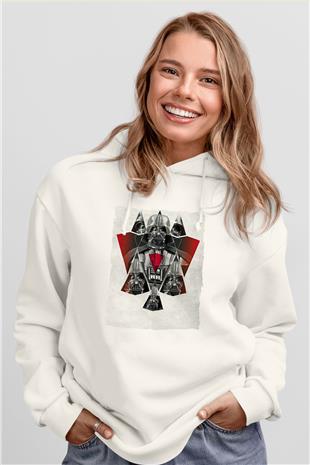 Star Wars (Dart Vader) Baskılı Beyaz Unisex Hoodie
